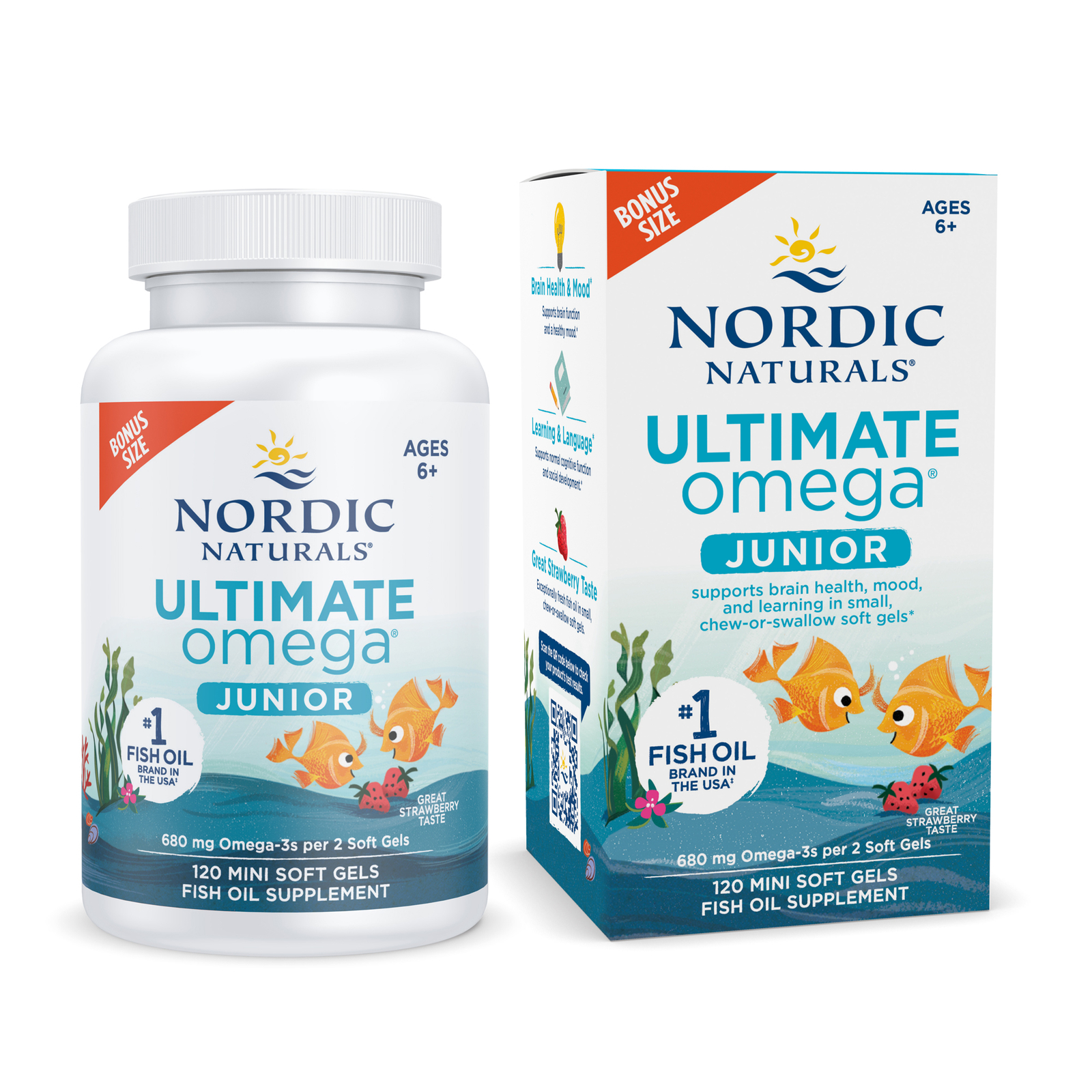 Nordic Naturals Ultimate Omega Junior – Strawberry Soft Gel for Kids, 120 ct
