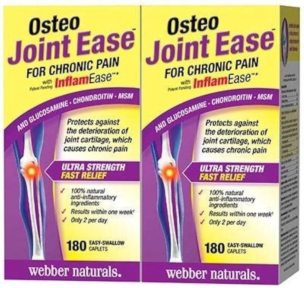 2 PACK Webber Naturals Osteo Joint Ease 180 Caplets 360 Total – EXP JUNE 2028