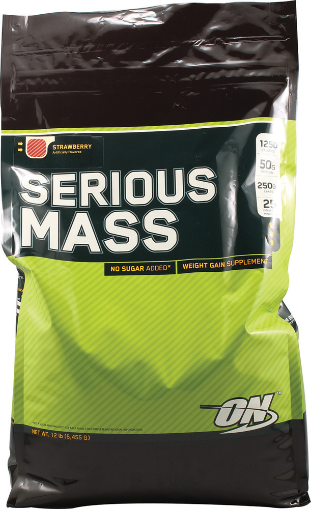 OPTIMUM NUTRITION SERIOUS MASS! Strawberry 12 lbs Protein Powder 02/2025