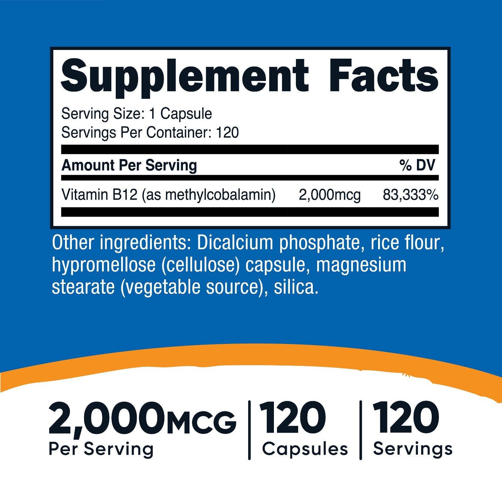 Nutricost Vitamin B12 (Methylcobalamin) 2000mcg, 120 Capsules – Vegetarian Caps