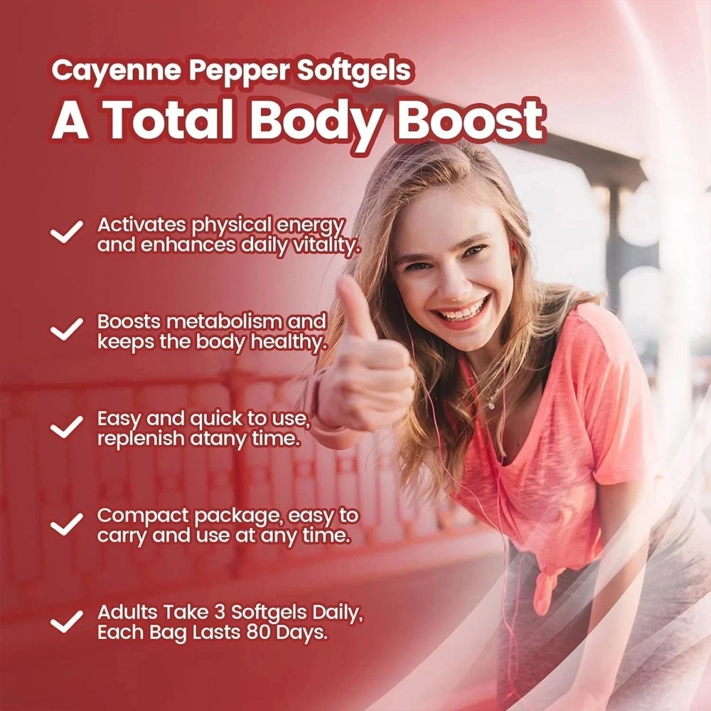 3PCS Cayenne Pepper Softgels Supplement,Supports Leg Vein,Heart and Blood Vessel