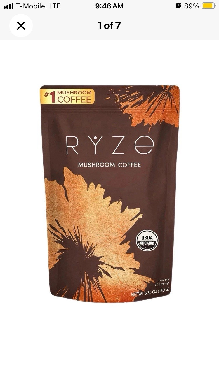 RYZE Mushroom Coffee USDA Organic with 6 Adaptogenic Mushrooms 30 servings New
