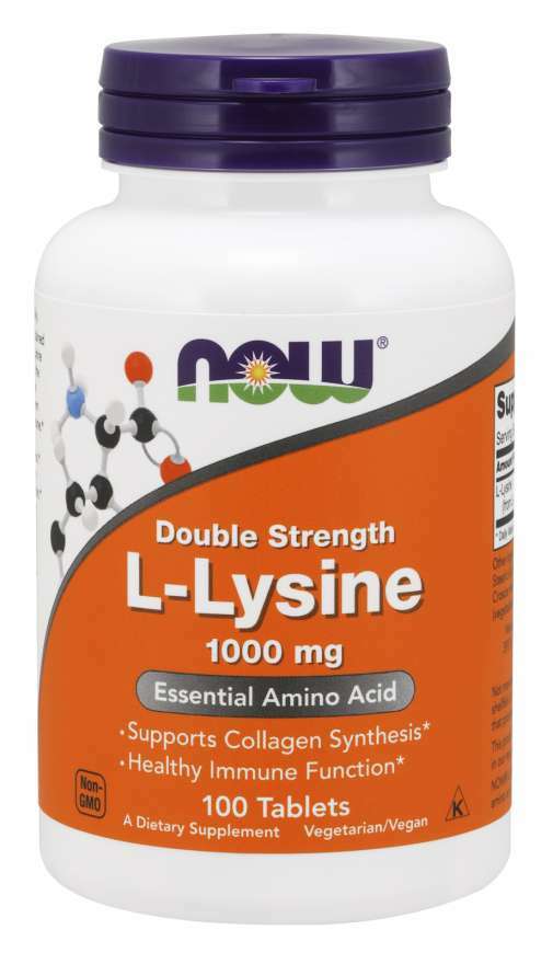 Now Foods L-Lysine 1000mg Collagen Synthesis Double Strength 100 Tabs 02/2026EXP
