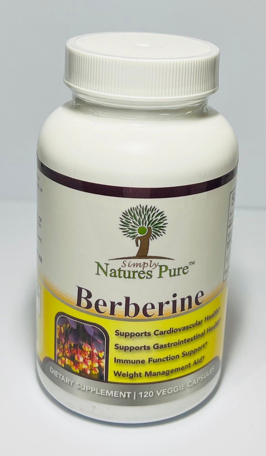 Simply Natures Pure Berberine 500mg 120 Veggie Capsules Dietary Supplement