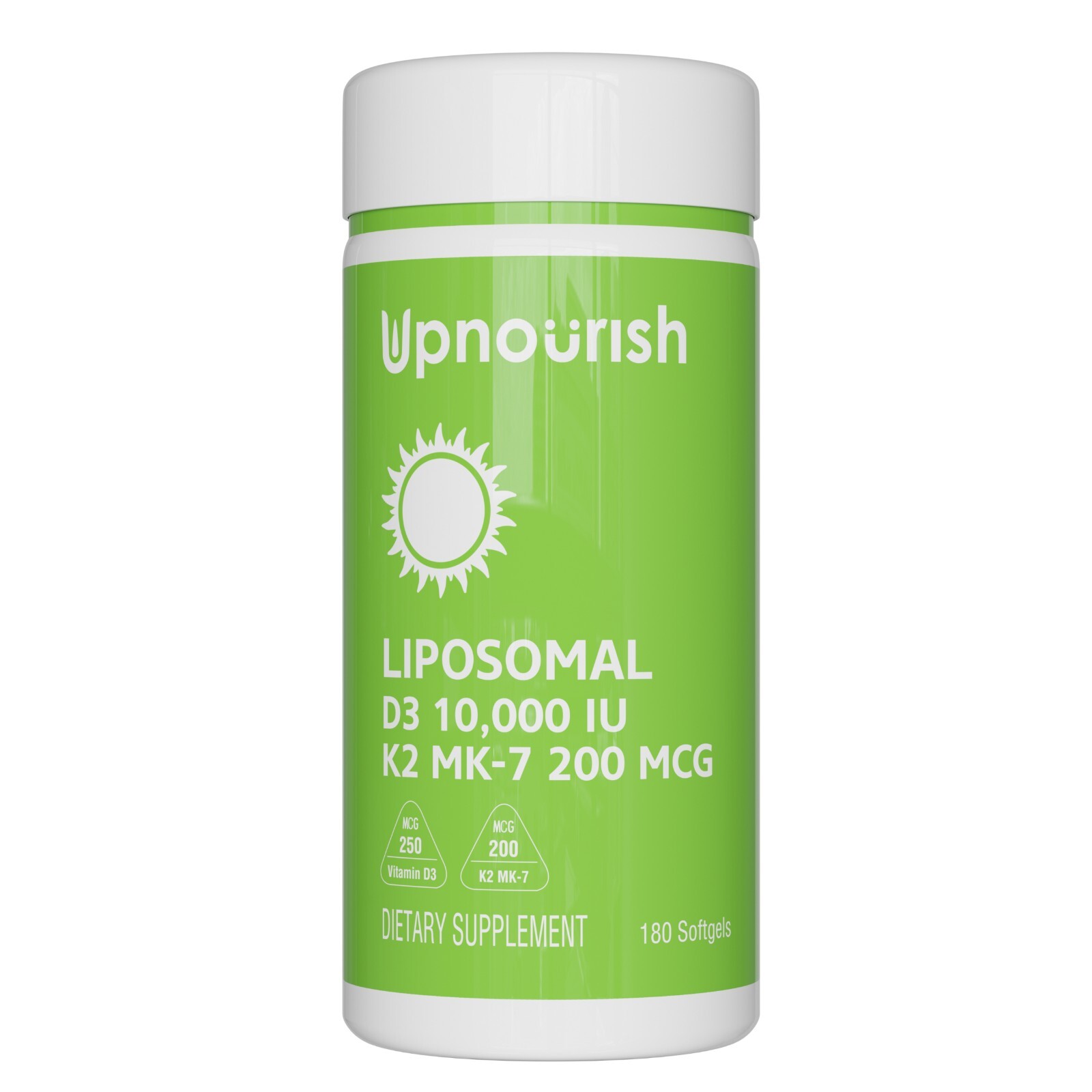 UpNourish Liposomal Vitamin D3 10000IU K2 MK-7 200mcg Softgel 180 ct