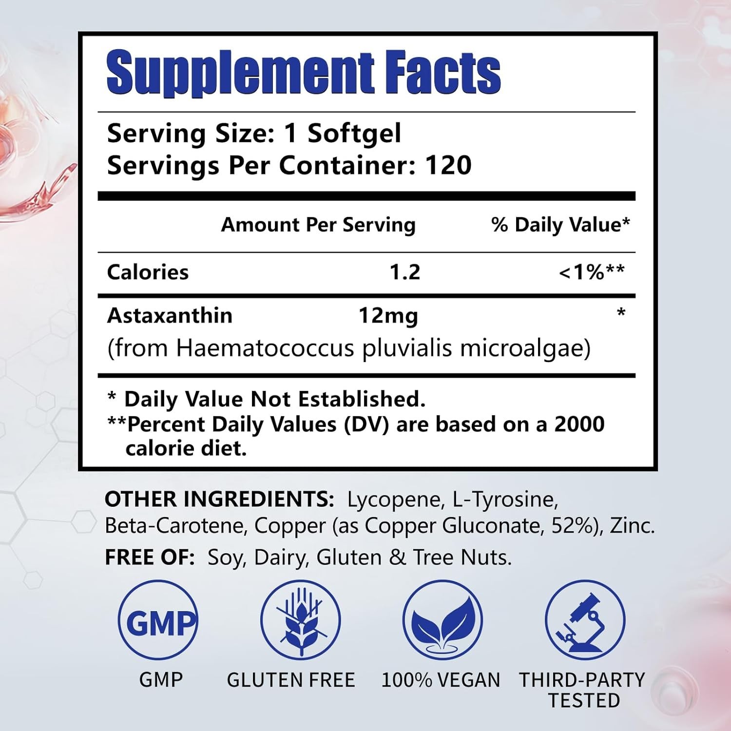 Astaxanthin 12mg Softgels – 120 Count for Ultimate Health and Vitality