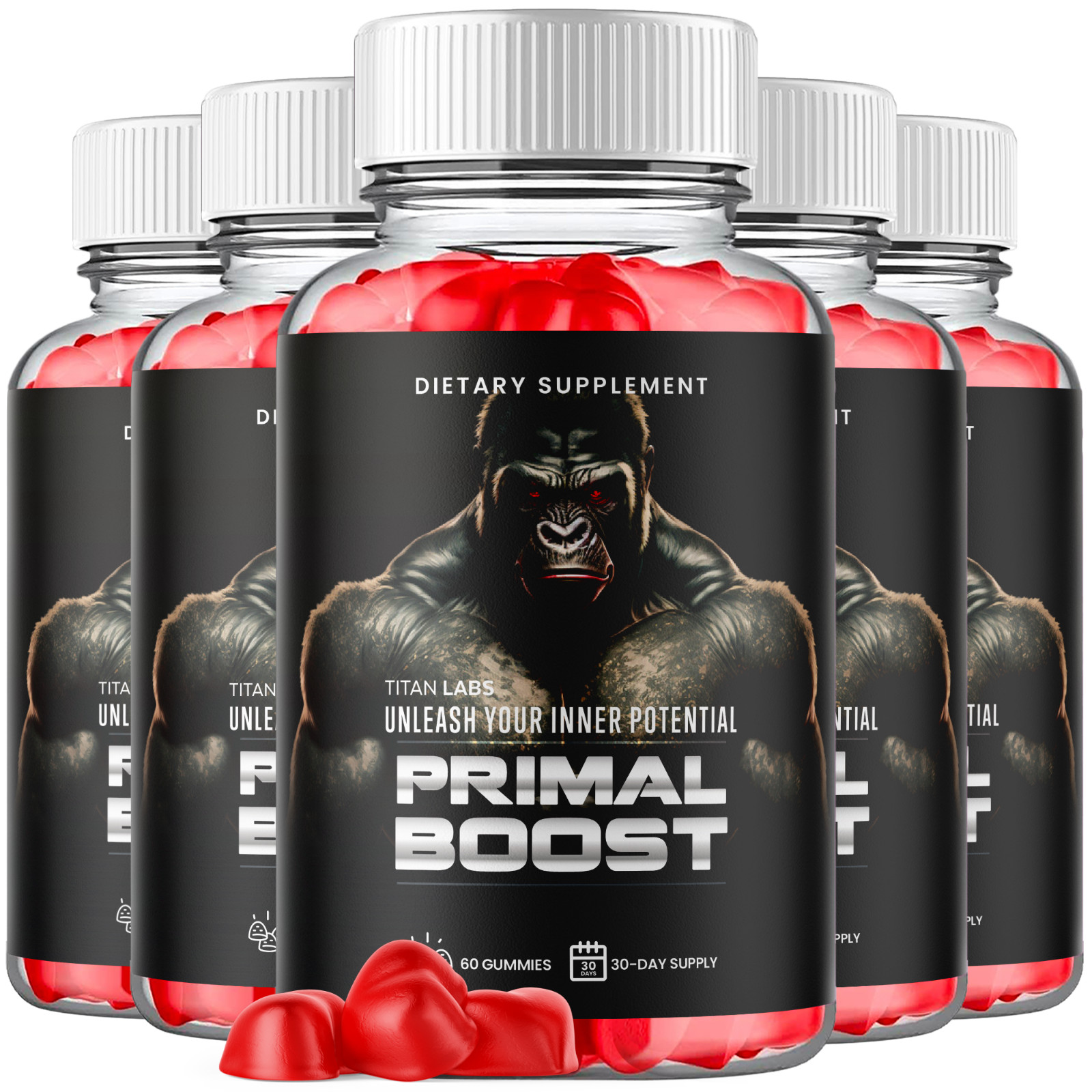 (5 Pack) Primal Boost Male Gums Advanced Support Formula PrimalBoost 300 Gummies