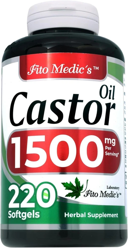 Castor Oil Capsules 1500mg 220 Softgels Cold Pressed Organic Supplement