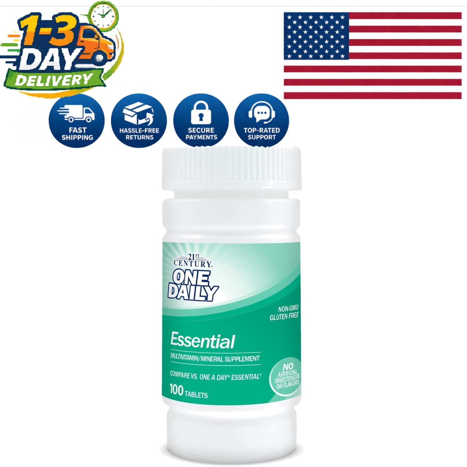 One Daily Essential Multivitamin Tablets – 100 Count for Optimal Health