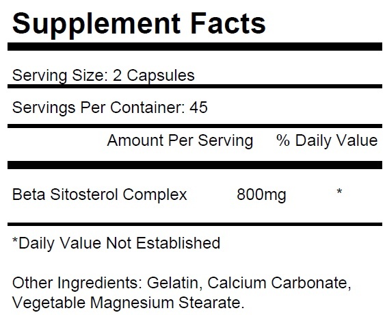 1 Bottle Beta Sitosterol 800mg Prostate Support Urinary Bladder KRK Supplements