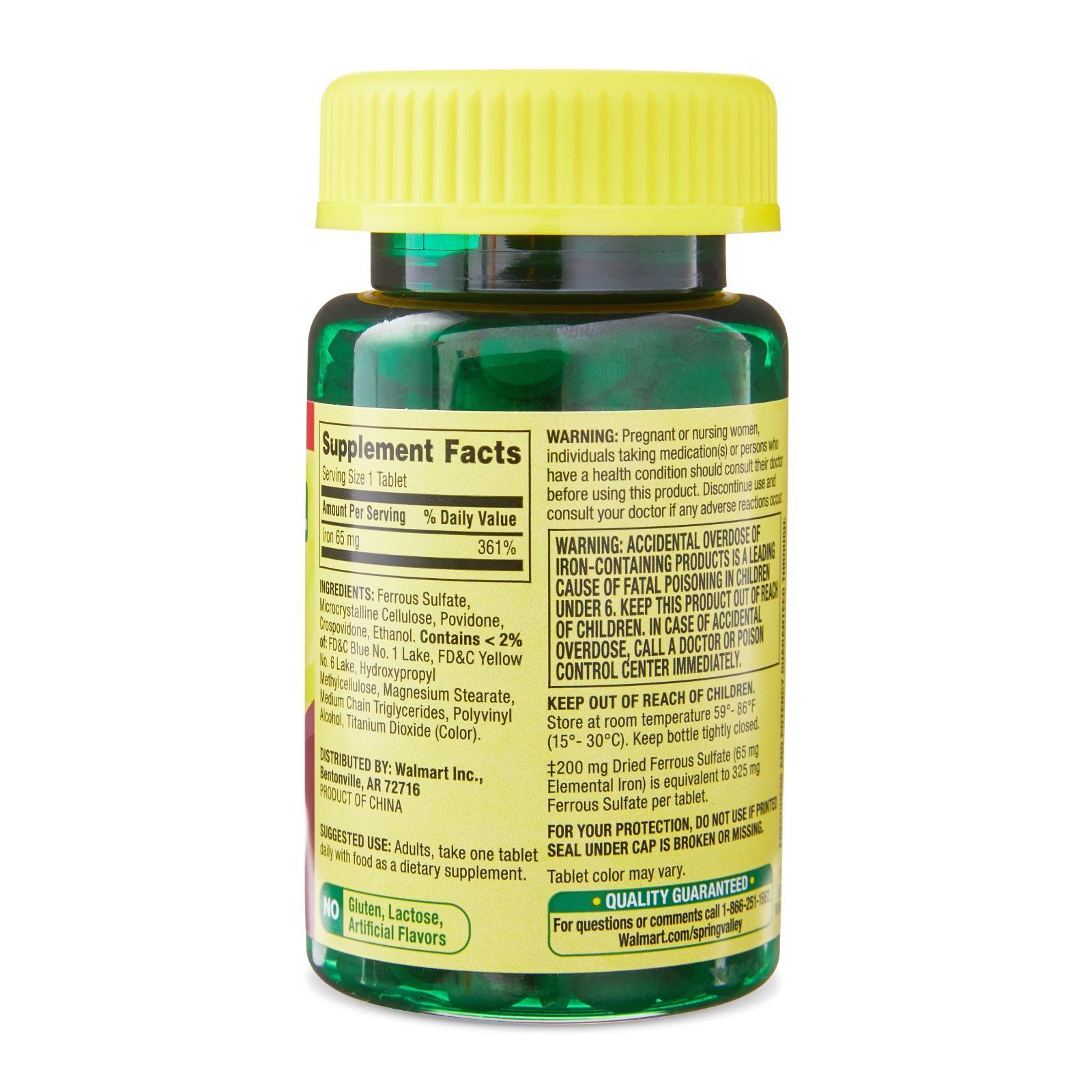 Iron 65 Mg Support Red Blood Cell Production Ferrous Sulfate 325 Mg, 200 Tablets