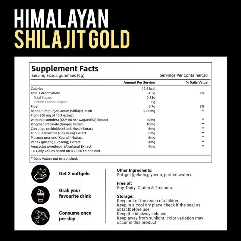 3Bag Shilajit 60 Gummies, Shilajit Micronutrient Supplement, Himalayan Premium
