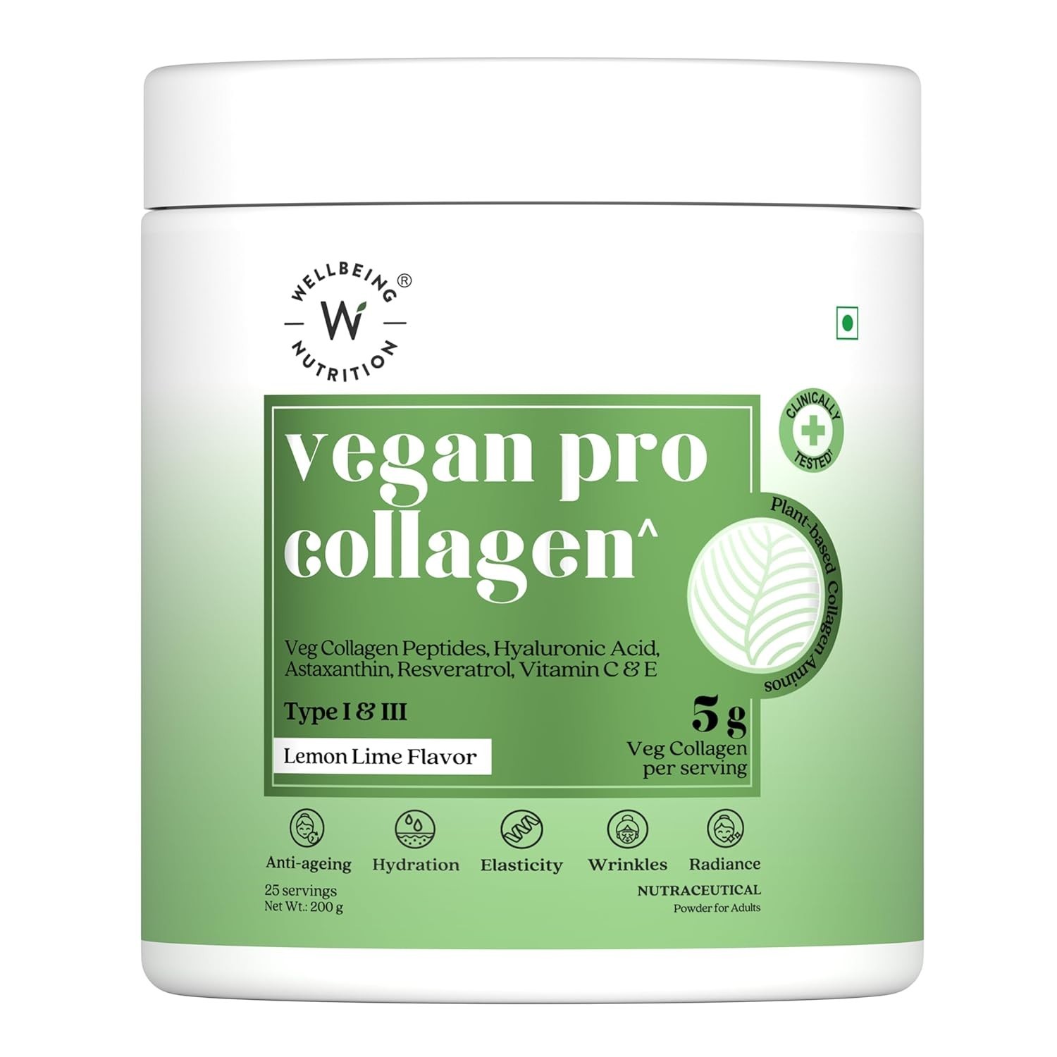 Wellbeing Nutrition Vegan Pro Collagen for Skin and Hair 100% Plant Based 200gm