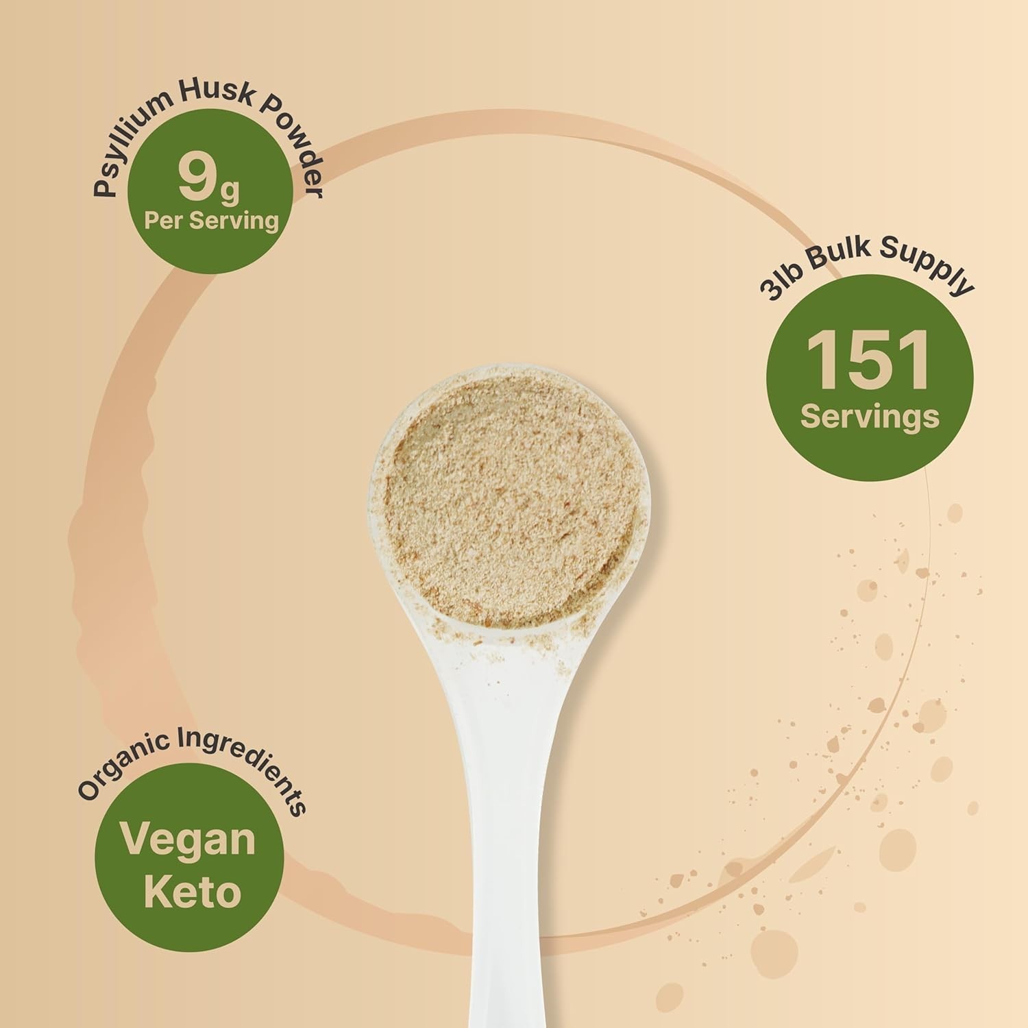Organic Psyllium Husk Fiber Powder 9g per Serving 3lb for Digestive Gut Health