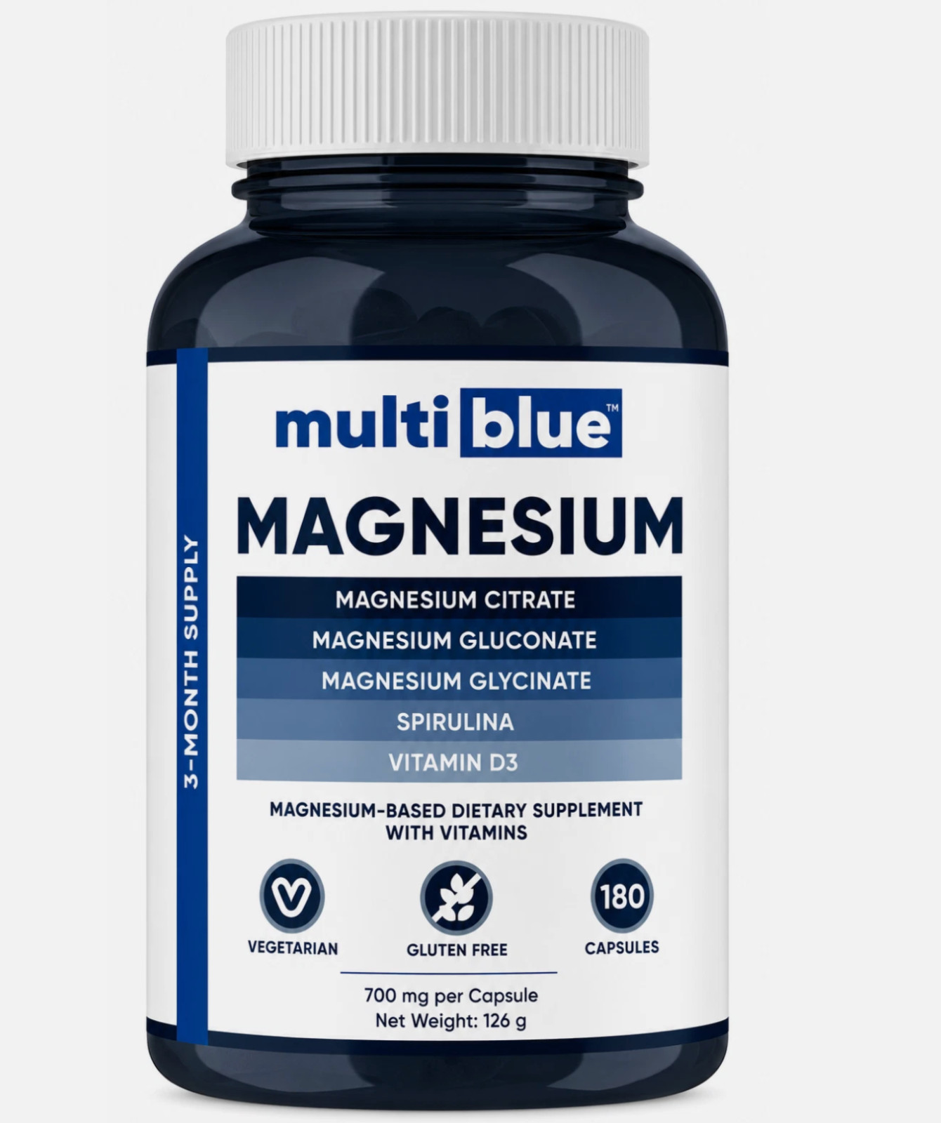 MultiBlue Magnesium Blend Formula Gluten Free 180 Capsules