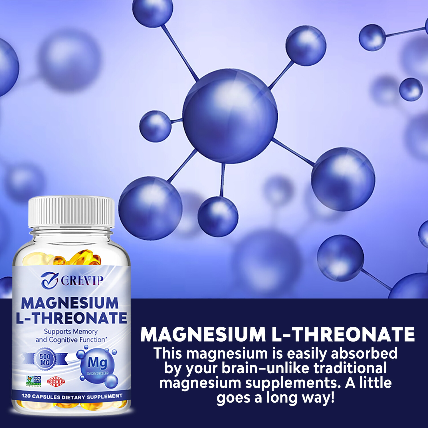 Magnesium L-threonate- Support Focus, Improved Sleep, Mood & Cognitive Abilities