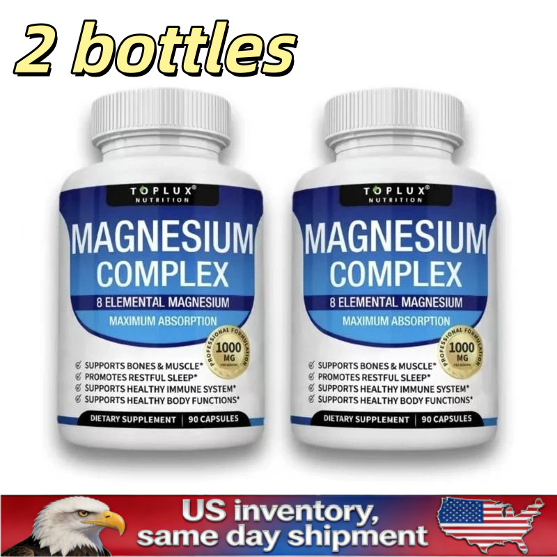 2bottles of magnesium complex 8essential magnesium supplements for fast delivery
