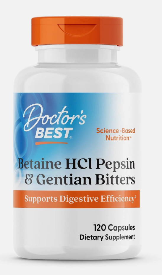 Doctor’s Best Betaine HCI Pepsin & Gentian 120 Count EXP 06/2026